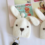 Rabbit Girls Pull Type Key Bag Hand Knitting Key Wallets