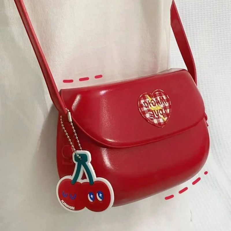 Red Cherries Embroidery Saddle Bag Messenger
