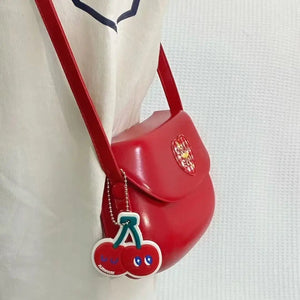 Red Cherries Embroidery Saddle Bag Messenger