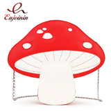 Red Mushroom Shoulder Bag Girl's Handbag Crossbody Chain Bag Purse Women Clutch
