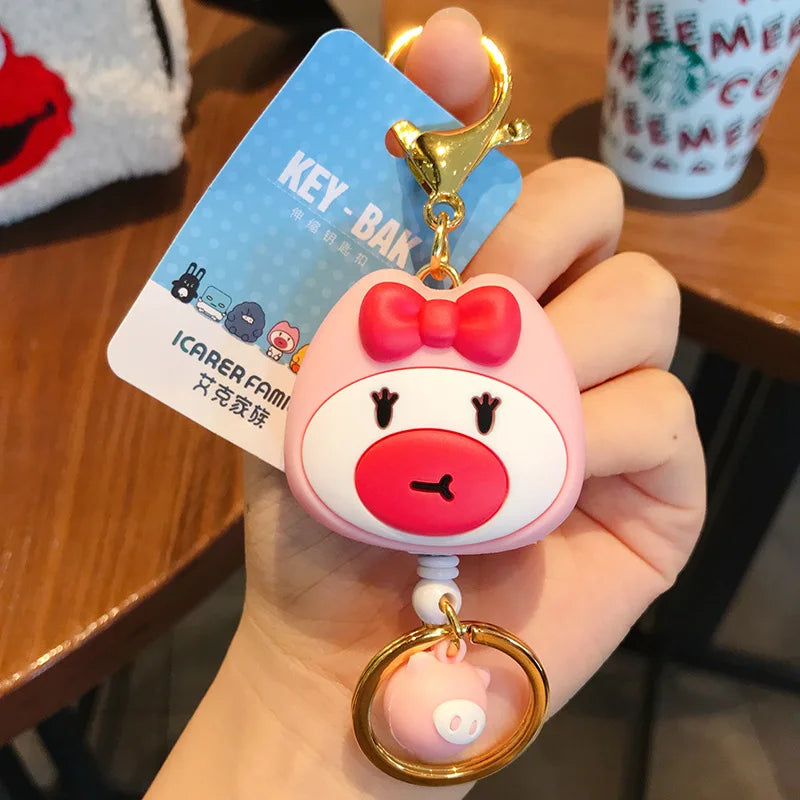Cute Cartoon Anime Keychain - Retractable Animal Key Chain