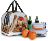 Ribbon Yorkie Love Dog Lunch Bag for Women Reusable Insulated Lunch Box