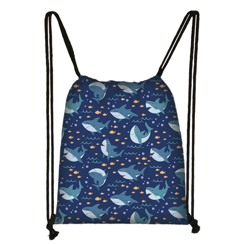 Sea Animal Turtle Octopus Shark Backpack Women Canvas Shoulder Bags