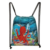 Sea Animal Turtle Octopus Shark Backpack Women Canvas Shoulder Bags