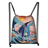 Sea Animal Turtle Octopus Shark Backpack Women Canvas Shoulder Bags
