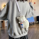 Sheep Shape Plush Crossbody Bag Women Girls Shoulder Bag Large Capacity