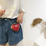 Women's Mini Strawberry Crossbody Bag Chain Purse Clutch Red Handbag