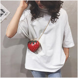 Women's Mini Strawberry Crossbody Bag Chain Purse Clutch Red Handbag