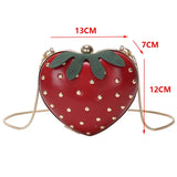 Women's Mini Strawberry Crossbody Bag Chain Purse Clutch Red Handbag