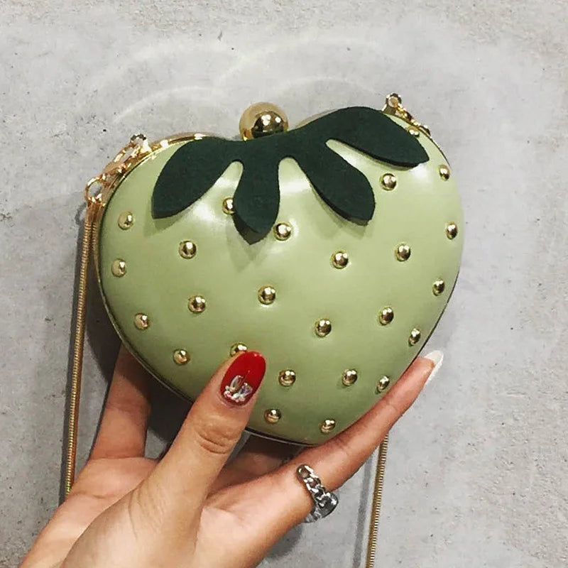 Women's Mini Strawberry Crossbody Bag Chain Purse Clutch Red Handbag