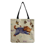 Dino Flowers Shopper Bag Plant Casual Preppy Handbag Student Carry School Bag