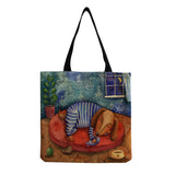Dino Flowers Shopper Bag Plant Casual Preppy Handbag Student Carry School Bag