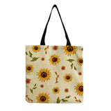 Dino Flowers Shopper Bag Plant Casual Preppy Handbag Student Carry School Bag