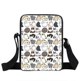 Small Cat Print Casual Women Messenger Bag Girls Shoulder Travel Satchel