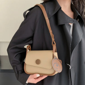 Bear Pendant Satchel Bag Soft PU Leather Handbag Totes