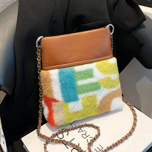 Faux Fur Shoulder Crossbody Bag Winter Lady Phone Wallet