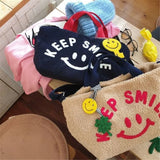 Smiley Face Women Faux Fur Lamb Wool Ladies Crossbody Bag Soft Ladies Messenger