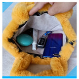 Smiley Face Women Plush Shoulder Bag Soft Faux Fur Chain Messenger Bag
