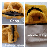 Smiley Face Women Plush Shoulder Bag Soft Faux Fur Chain Messenger Bag