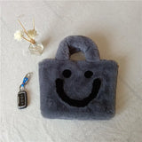 Smiley Face Women Plush Shoulder Bag Soft Faux Fur Ladies Chain Messenger Bags