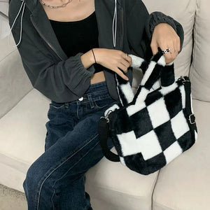 Soft Plush Small Tote Women Handbags Lady Handbags Casual Shopper Bag...