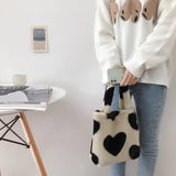 Soft Plush Women's Shoulder Bag - Faux Fur Tote Bag