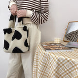 Soft Plush Women's Shoulder Bag - Faux Fur Tote Bag