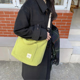 Solid Women Plush Shoulder Bag Large Capacity Lamb Like Fabric Crossbody Bags