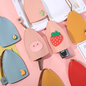Strawberry Pig Unisex Key Bag PU Leather Key Wallets