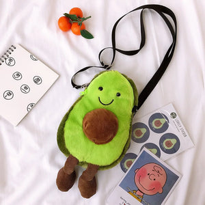 Plush Avocado Crossbody Bag for Girls - Cute Fruit Satchel Handbag
