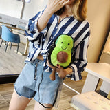 Plush Avocado Crossbody Bag for Girls - Cute Fruit Satchel Handbag