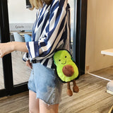 Plush Avocado Crossbody Bag for Girls - Cute Fruit Satchel Handbag