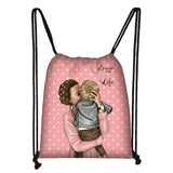 Mama Print Drawstring Bag for Women Travel & Shopping