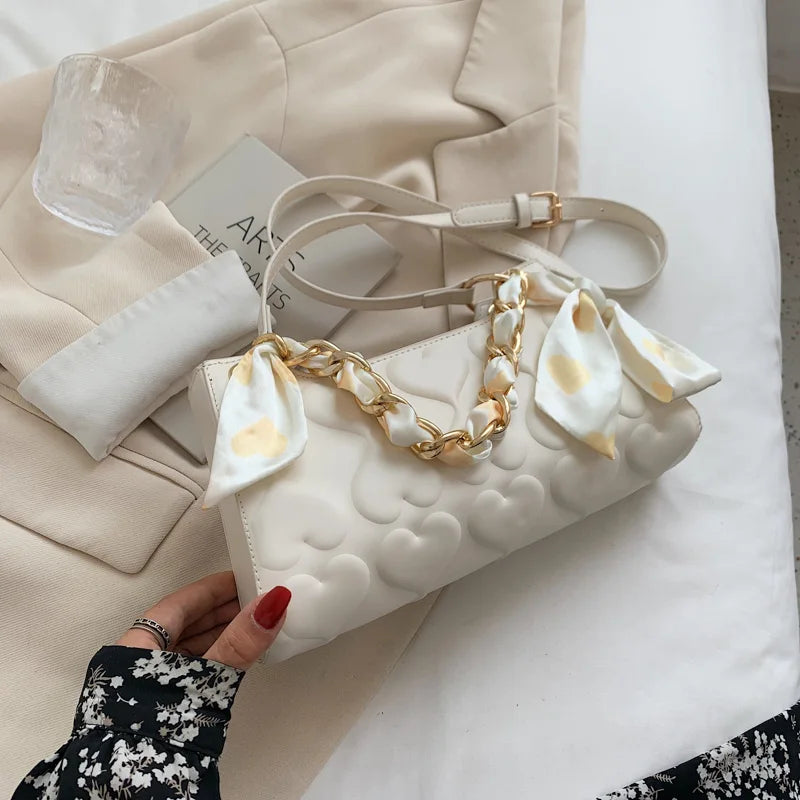 Mini PU Leather Crossbody Shoulder Bag with Scarf