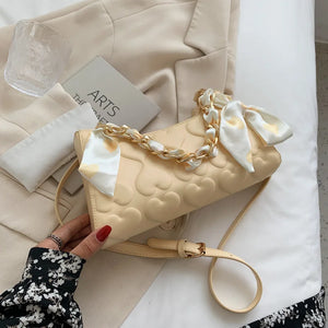 Mini PU Leather Crossbody Shoulder Bag with Scarf