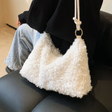 Women's Winter Faux Fur Tote Bag Soft Handbag Purse