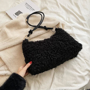 Women's Winter Faux Fur Tote Bag Soft Handbag Purse