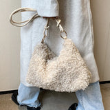 Women's Winter Faux Fur Tote Bag Soft Handbag Purse