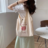 Peach Print Eco Shoulder Bag for School Girls and Women