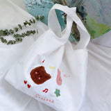 Embroidered Canvas Tote Bag for Women - Reusable Shopping Beach Bag