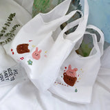 Embroidered Canvas Tote Bag for Women - Reusable Shopping Beach Bag
