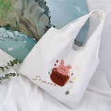 Embroidered Canvas Tote Bag for Women - Reusable Shopping Beach Bag