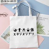 Totoro Print Canvas Tote Bag Harajuku Reusable Shopper Handbag