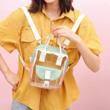 Transparent Women Nylon Backpacks PVC Female School Bag for teenage girls