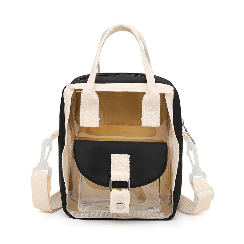 Transparent Women Nylon Backpacks PVC Female School Bag for teenage girls