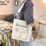 Large Capacity Tote Bags Canvas Shoulder Bags Girls Student School Book Bag