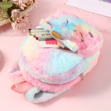 Unicorn Backpack Soft Fur Schoolbag for Kids