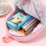 Unicorn Backpack Soft Fur Schoolbag for Kids