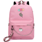 Unicorn Cat USB Port Backpack School Bags for Boys Girls