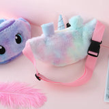 Unicorn Children's Fanny Pack Girls Waist Bag Plush Toys Belt Gradient Chest Bag